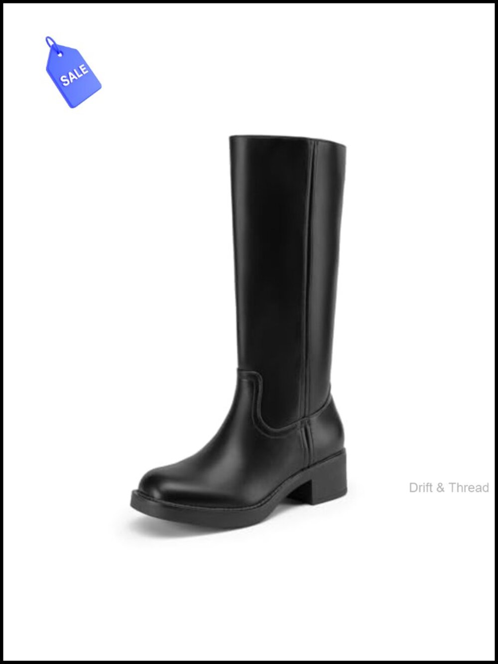 Square Toe Chunky Block Heel Knee High Riding Boots